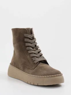 Damen Gabor – Schnürboots aus Veloursleder in Taupe