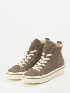 Damen Gabor – Schnürstiefelette aus Veloursleder taupe