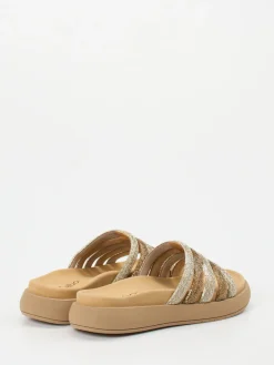 – Slides aus Metallicleder in beige*Gabor