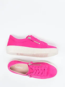 Damen Gabor – Sneaker aus Veloursleder in Fuchsia