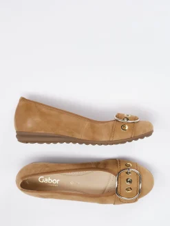 Damen Gabor Comfort – Ballerinas aus Veloursleder hell