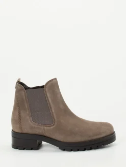 Damen Gabor Comfort – Chelsea-Stiefelette aus Veloursleder Taupe