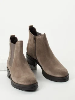 Damen Gabor Comfort – Chelsea-Stiefelette aus Veloursleder Taupe