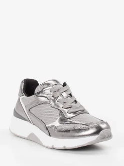 Damen Gabor Comfort – Chunky-Sneaker aus Metallicleder silber