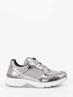Damen Gabor Comfort – Chunky-Sneaker aus Metallicleder silber