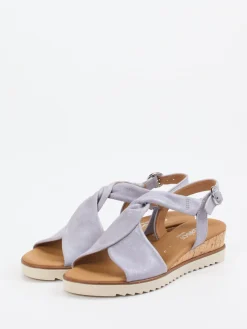 Damen Gabor Comfort – Keilsandaletten aus Metallicleder Lavendelgrau