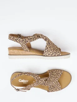 – Keilsandalette aus Leder im Leoprint*Gabor Comfort Best