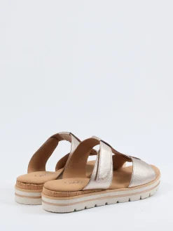 Damen Gabor Comfort – Komfort-Pantolette aus Metallicleder Champagner