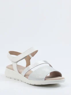 Damen Gabor Comfort – Komfort-Sandale aus Metallicleder silber