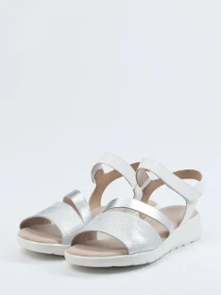 Damen Gabor Comfort – Komfort-Sandale aus Metallicleder silber