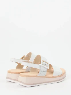 Damen Gabor Comfort – Plateau-Sandale aus Flechtleder Offwhite