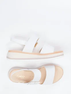 Damen Gabor Comfort – Plateau-Sandale aus Flechtleder Offwhite