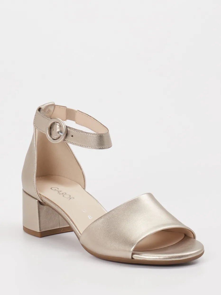 Damen Gabor Comfort – Sandalen aus Metallicleder champagnerfarben