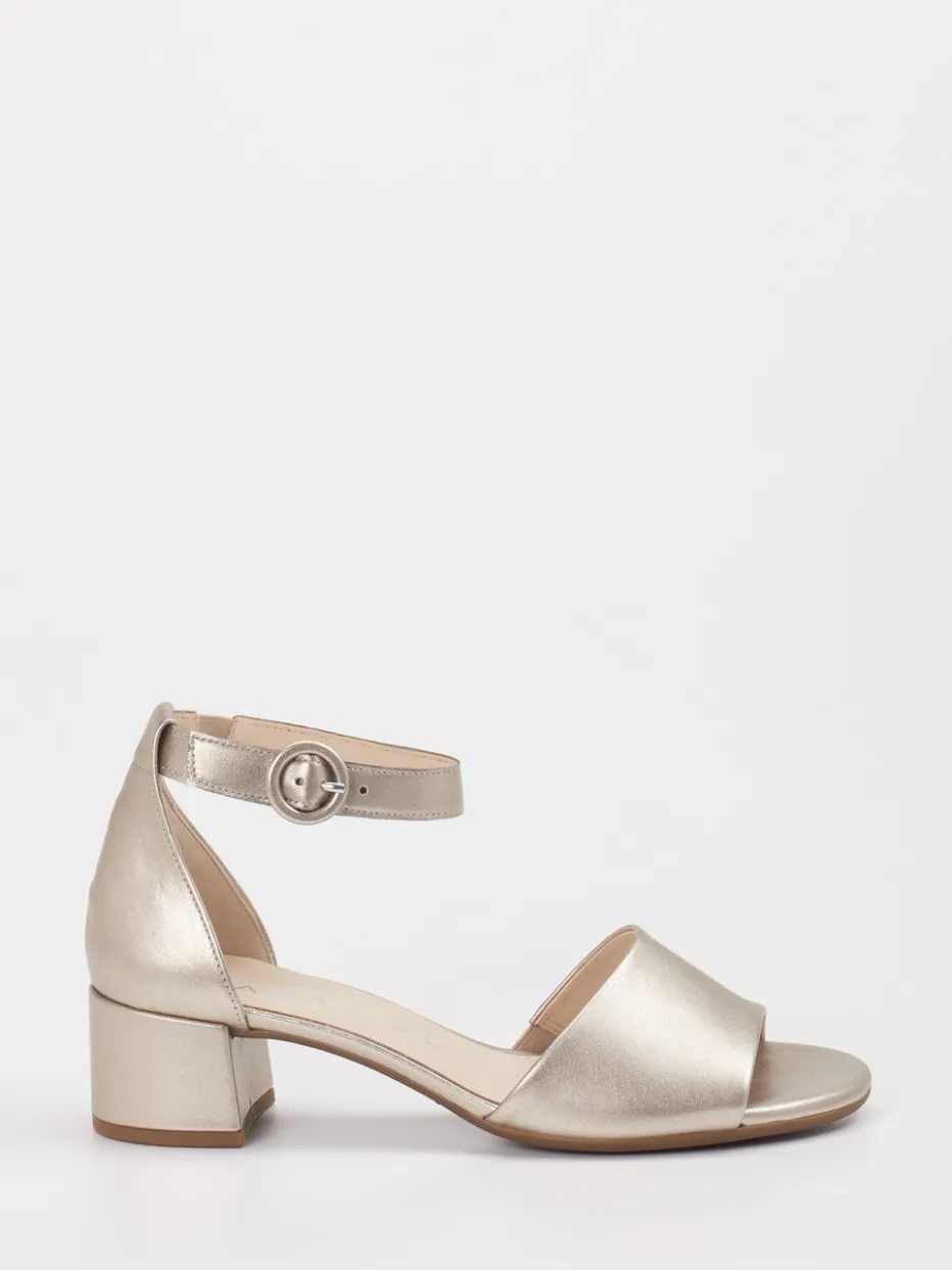 Damen Gabor Comfort – Sandalen aus Metallicleder champagnerfarben