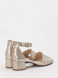 Damen Gabor Comfort – Sandalen aus Metallicleder champagnerfarben