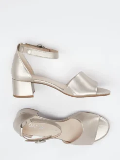 Damen Gabor Comfort – Sandalen aus Metallicleder champagnerfarben