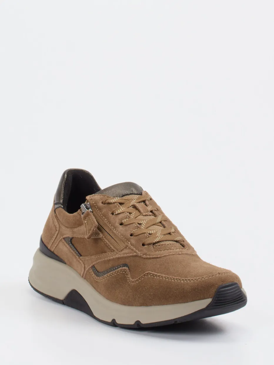 Damen Gabor Comfort – Sneaker aus Veloursleder cognacfarben
