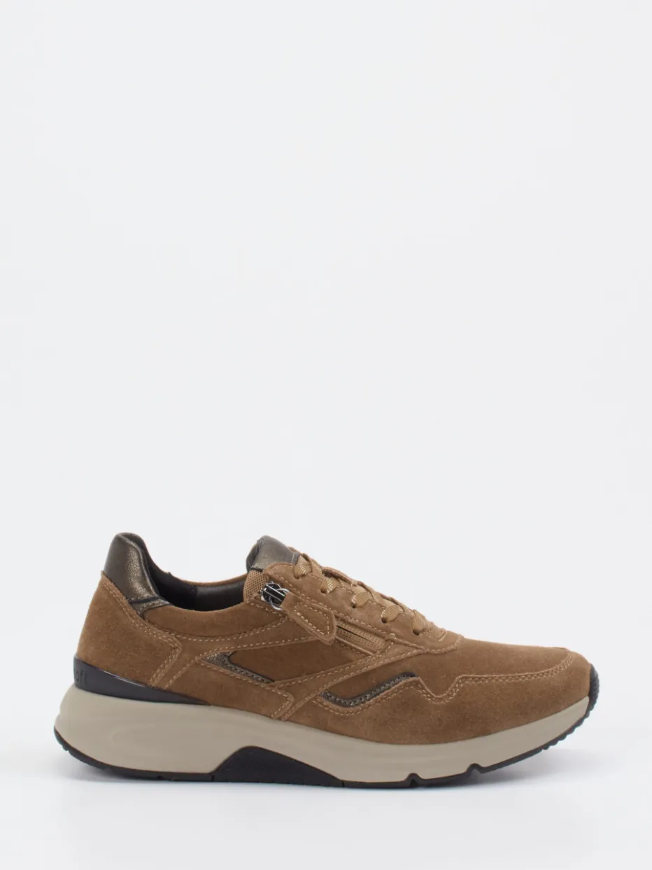 Damen Gabor Comfort – Sneaker aus Veloursleder cognacfarben