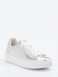 Damen Gabor Comfort – Sneaker aus Metallicleder silberfarben