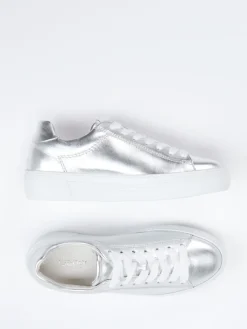 Damen Gabor Comfort – Sneaker aus Metallicleder silberfarben