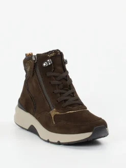 Damen Gabor Comfort – Sneakerboots aus Veloursleder Dunkel