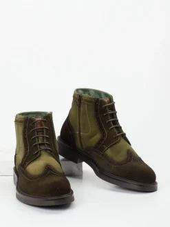 Herren Galizio Torresi – Brogue-Boots aus Veloursleder oliv