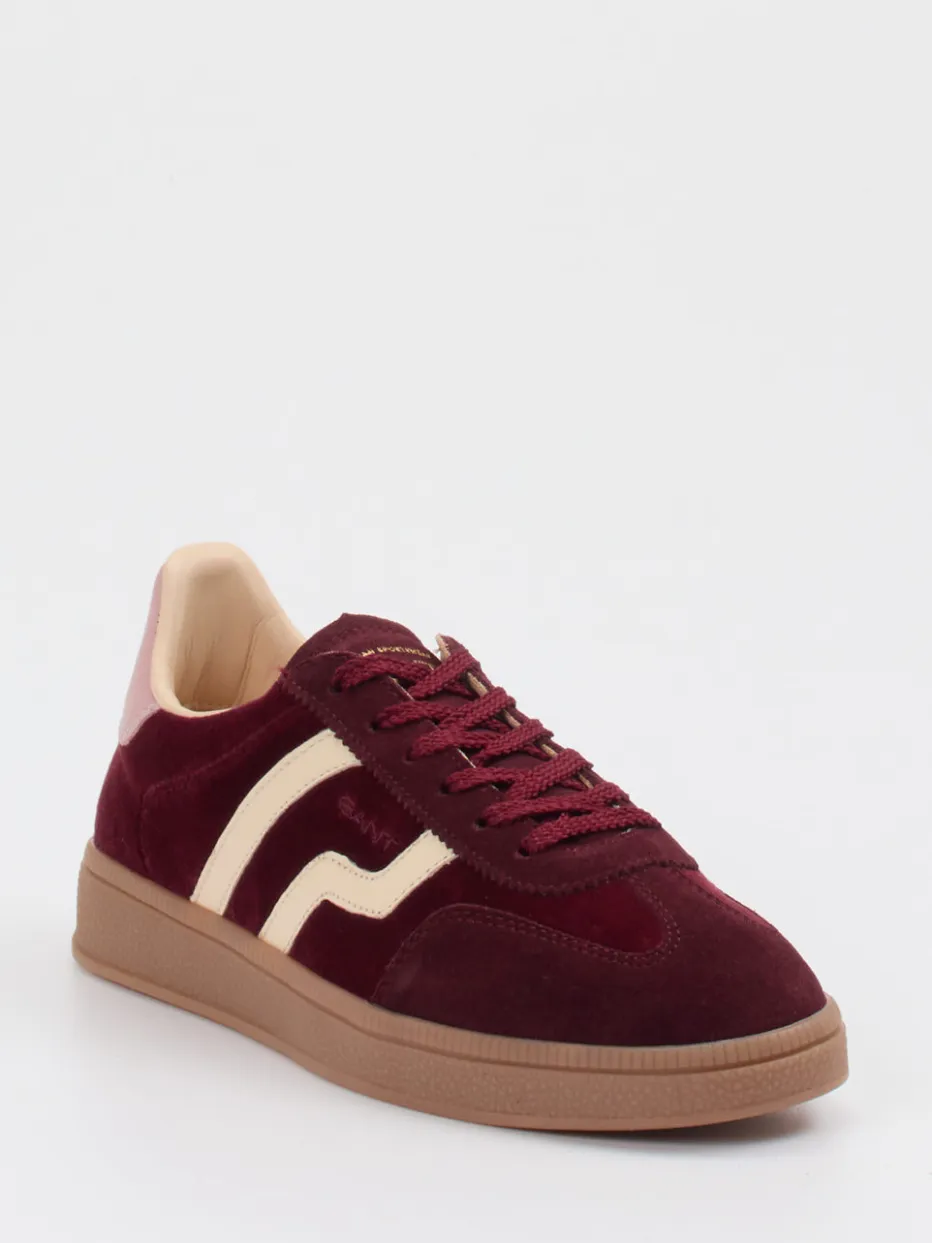 Damen Gant – Retro-Sneaker aus Veloursleder bordeaux