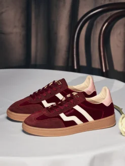 Damen Gant – Retro-Sneaker aus Veloursleder bordeaux