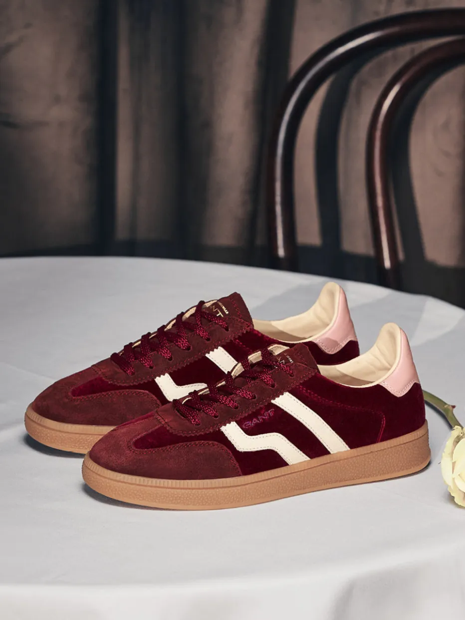 Damen Gant – Retro-Sneaker aus Veloursleder bordeaux