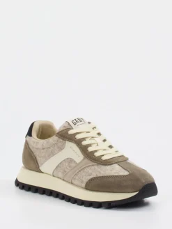 Damen Gant – Sneaker aus Veloursleder und Textil taupe