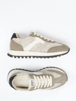 Damen Gant – Sneaker aus Veloursleder und Textil taupe