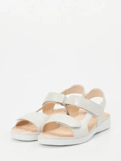 Damen Ganter – Komfortsandale aus Veloursleder Perlmuttweiß