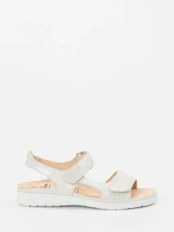 Damen Ganter – Komfortsandale aus Veloursleder Perlmuttweiß