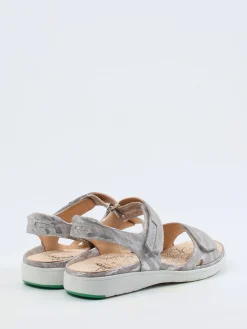 Damen Ganter – Komfortsandalen aus geprägtem Leder silberfarben