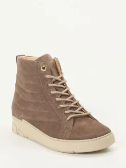 – Schnürstiefelette aus Veloursleder taupe*Ganter