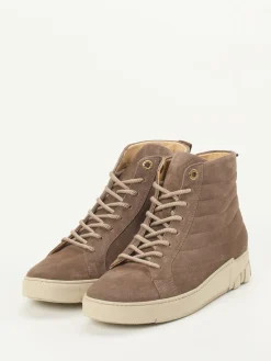 – Schnürstiefelette aus Veloursleder taupe*Ganter