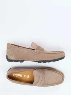 Herren Geox – Loafer aus Veloursleder in Taupe