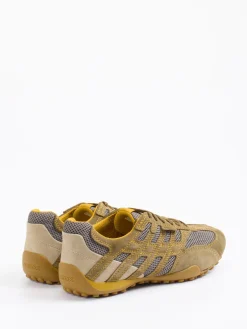 Herren Geox – Sneaker aus Veloursleder und Mesh oliv