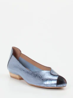 Damen Ginger u0026 Glove Ginger & Glove – Peep-Toe-Ballerinas aus Metallicleder