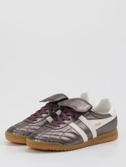 Damen Gola – Retro-Sneaker aus Leder in Metallic-Violett