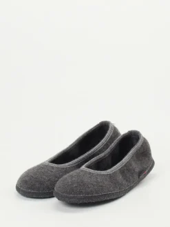 Damen Haflinger – Ballerina-Hausschuh aus Wollfilz anthrazit