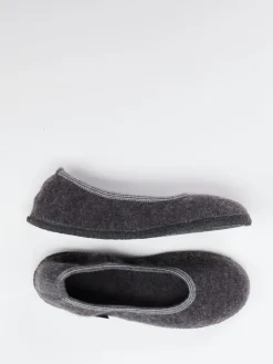 Damen Haflinger – Ballerina-Hausschuh aus Wollfilz anthrazit