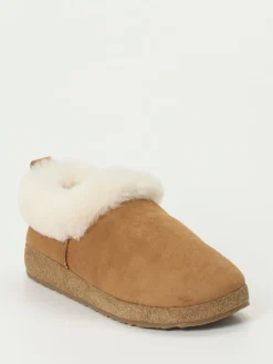 Damen Haflinger – Hausschuhe aus Veloursleder camel