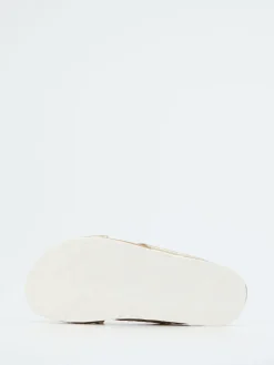 Damen Haflinger – Pantolette aus Metallicleder Champagner