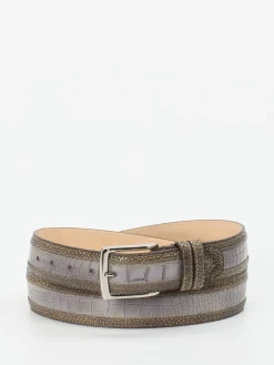 – Ledergürtel aus geprägtem Leder grau*Harris Outlet