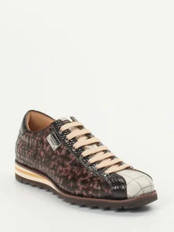 – Sneaker aus geprägtem Leder mit Karo-Details*Harris Discount