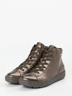 Damen Hartjes – High-Top-Sneaker aus Metallicleder bronze