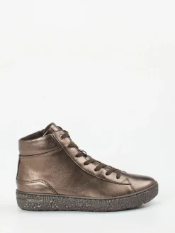 Damen Hartjes – High-Top-Sneaker aus Metallicleder bronze