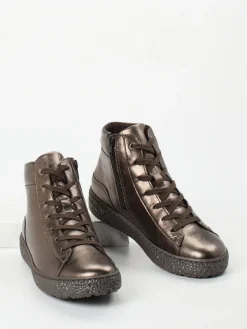 Damen Hartjes – High-Top-Sneaker aus Metallicleder bronze