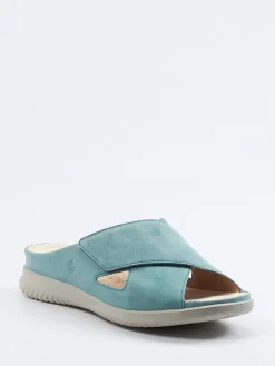 Damen Hartjes – Komfort-Pantolette aus Veloursleder Aquamarin